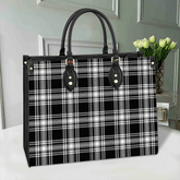 Clan Menzies Black & White Modern Tartan Leather Bag FL83 Clan Menzies Tartan Today