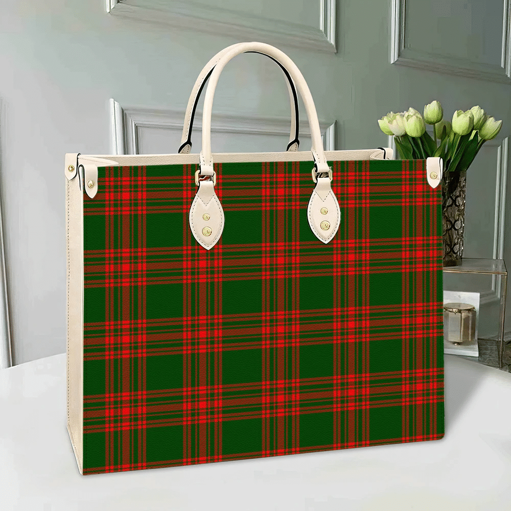 Clan Menzies Green Modern Tartan Leather Bag WI79 Clan Menzies Tartan Today