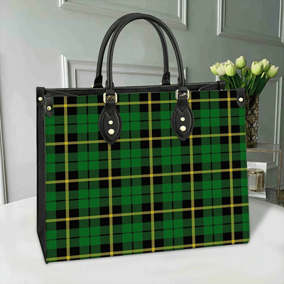 Clan Wallace Hunting Green Tartan Leather Bag