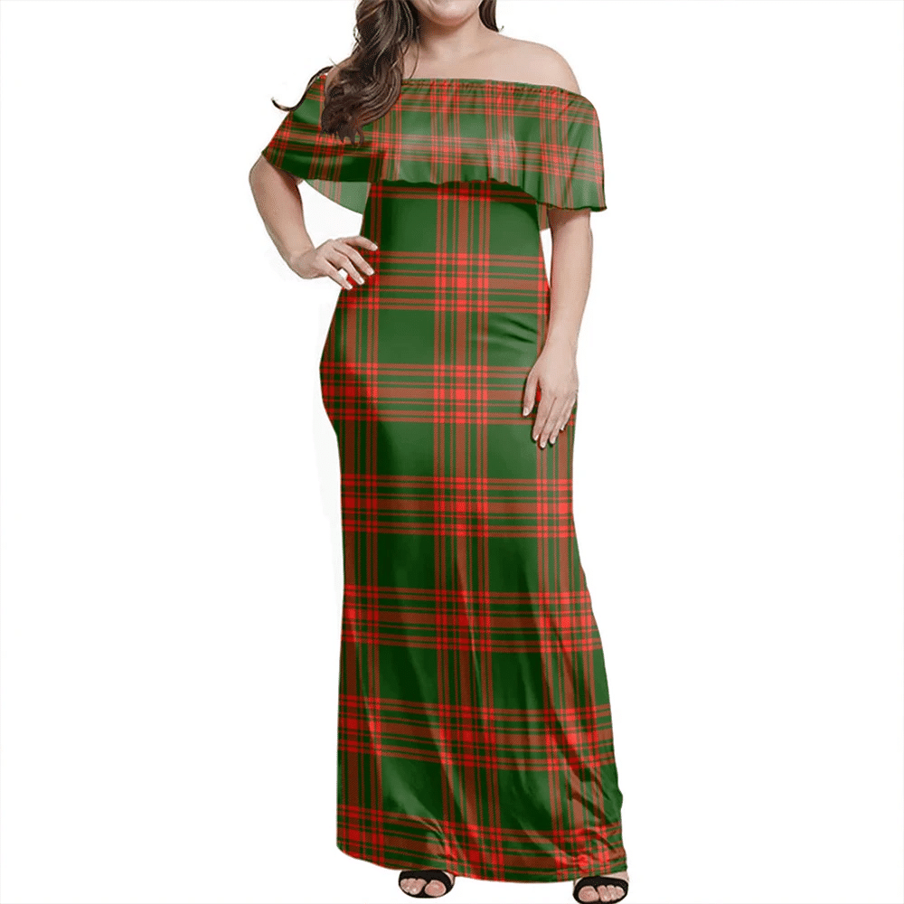 Clan Menzies Green Modern Tartan Hawaii Dress AO19 Clan Menzies Tartan Hawaii Dress