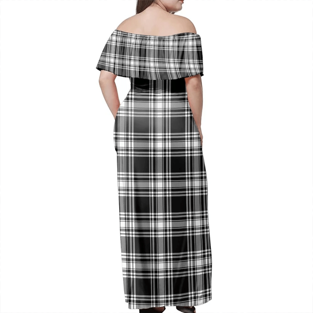 Clan Menzies Black & White Modern Tartan Hawaii Dress EH46 Clan Menzies Tartan Hawaii Dress
