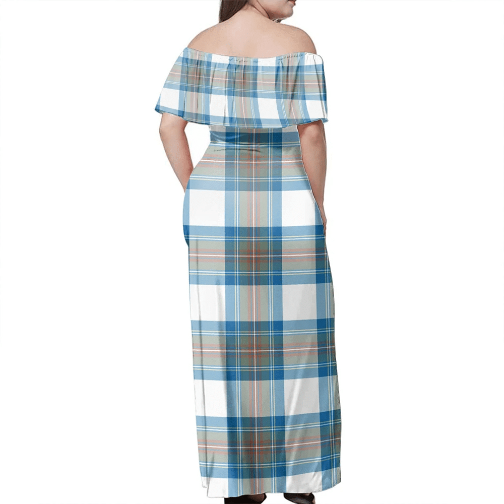 Clan Stewart Muted Blue Tartan Hawaii Dress XG92 Clan Stewart Tartan Hawaii Dress