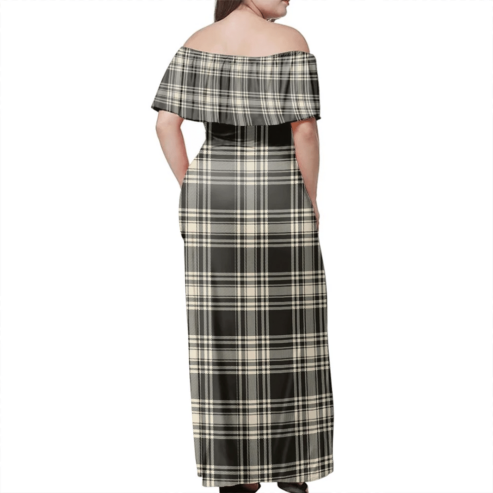 Clan Menzies Black & White Ancient Tartan Hawaii Dress JW64 Clan Menzies Tartan Hawaii Dress