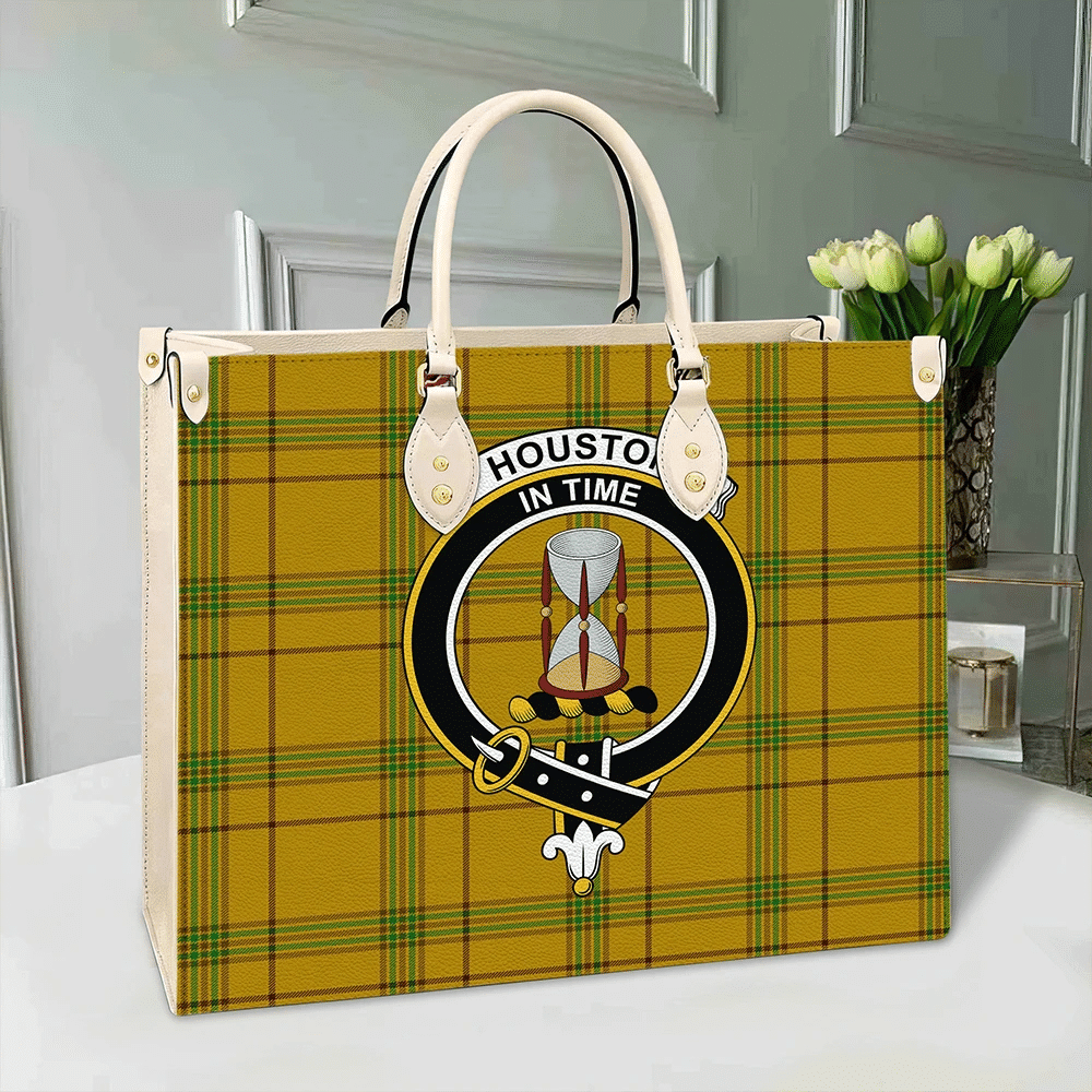 Clan Houston Tartan Crest Leather Bag MV24 Clan Houston Tartan Today