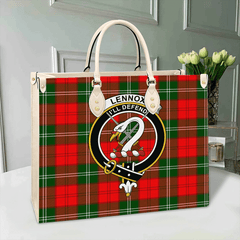 Clan Lennox Modern Tartan Crest Leather Bag MT24 Clan Lennox Tartan Today