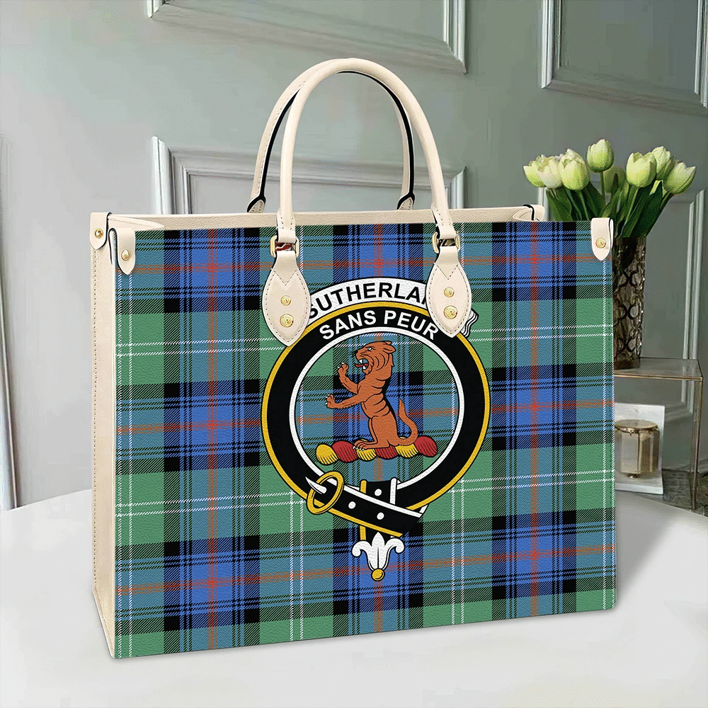 Clan Sutherland Old Ancient Tartan Crest Leather Bag TE41 Clan Sutherland Tartan Today