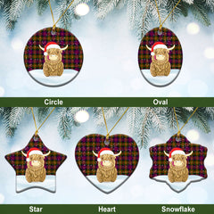 Clan Carnegie Modern Tartan Christmas Ceramic Ornament Highland Cows Style AD25 Carnegie Modern Tartan Tartan Ornament