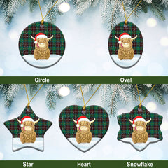 Clan Chisholm Hunting Ancient Tartan Christmas Ceramic Ornament Highland Cows Style XW26 Chisholm Hunting Ancient Tartan Tartan Ornament