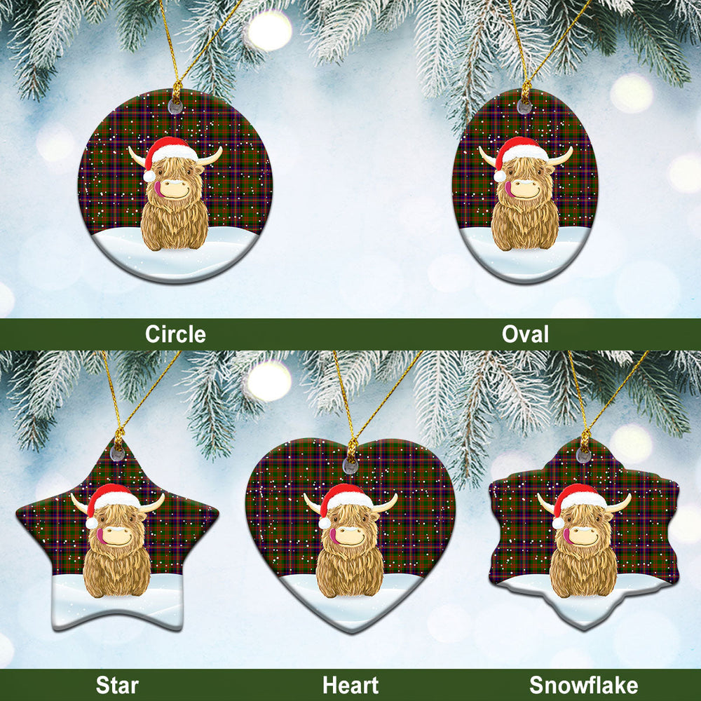 Clan Cochrane Modern Tartan Christmas Ceramic Ornament Highland Cows Style MM84 Cochrane Modern Tartan Tartan Ornament