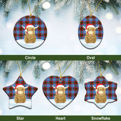 Clan Dalmahoy Tartan Christmas Ceramic Ornament Highland Cows Style