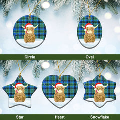 Clan Falconer Tartan Christmas Ceramic Ornament Highland Cows Style TP76 Falconer Tartan Tartan Ornament