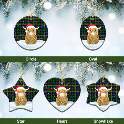 Clan Farquharson Modern Tartan Christmas Ceramic Ornament Highland Cows Style VD39