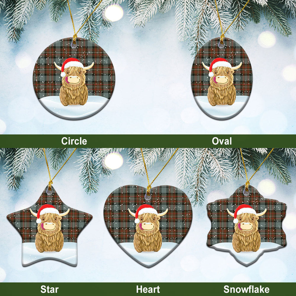 Clan Fergusson Weathered Tartan Christmas Ceramic Ornament Highland Cows Style XR12 Fergusson Weathered Tartan Tartan Ornament
