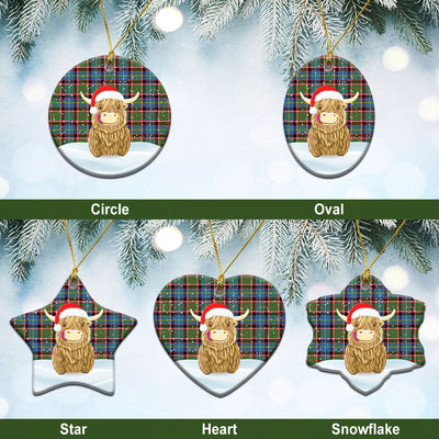 Clan Glass Tartan Christmas Ceramic Ornament Highland Cows Style