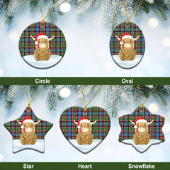 Clan Glass Tartan Christmas Ceramic Ornament Highland Cows Style SV28 Glass Tartan Tartan Ornament