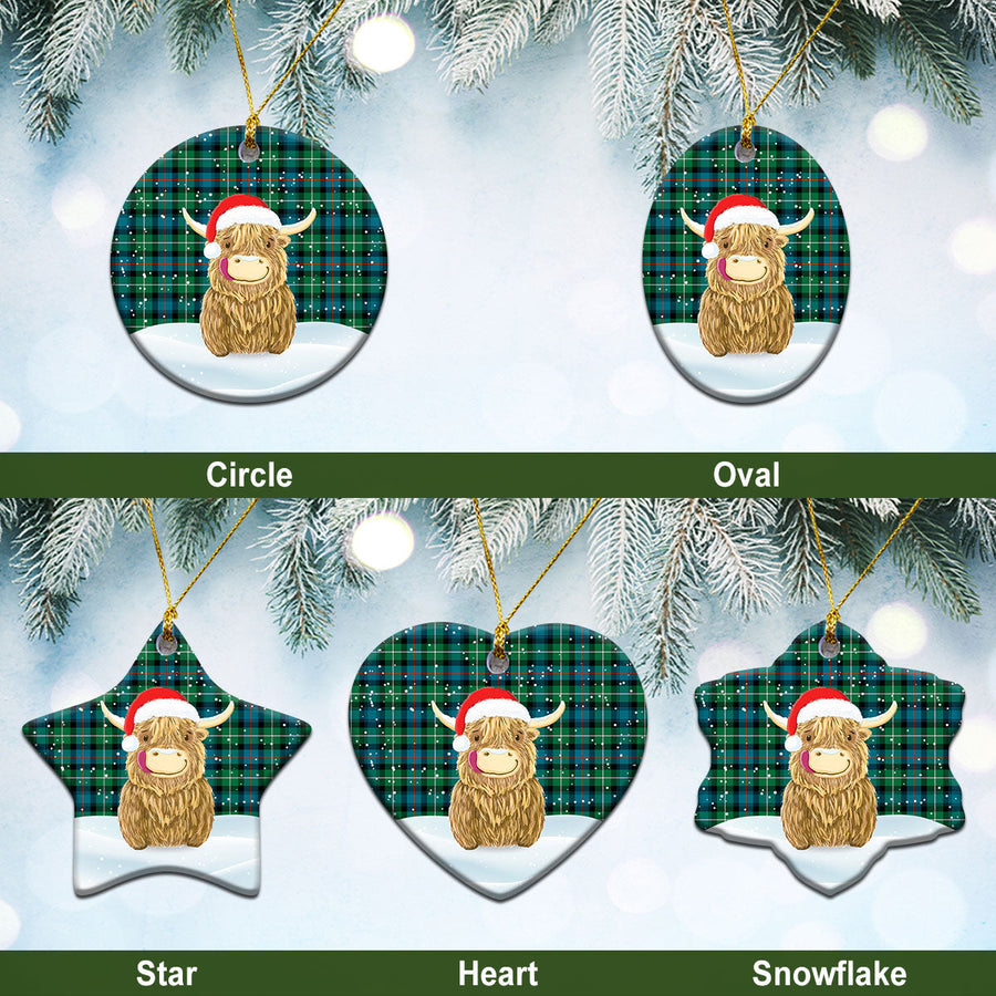 Clan MacKenzie Ancient Tartan Christmas Ceramic Ornament Highland Cows Style OI25 MacKenzie Ancient Tartan Tartan Ornament
