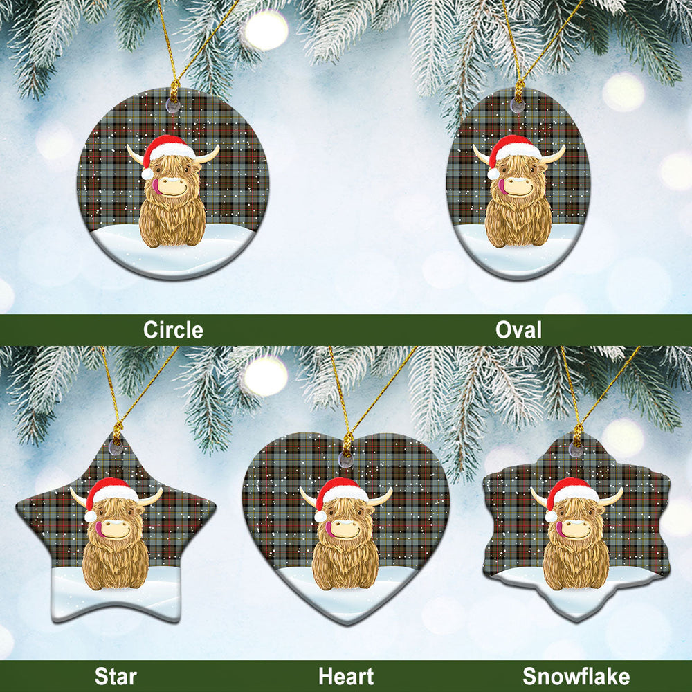 Clan MacLeod of Harris Weathered Tartan Christmas Ceramic Ornament Highland Cows Style JH83 MacLeod of Harris Weathered Tartan Tartan Ornament