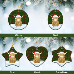 Clan Maxwell Hunting Tartan Christmas Ceramic Ornament Highland Cows Style MD29 Maxwell Hunting Tartan Tartan Ornament