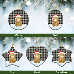 Clan Menzies Black _ White Ancient Tartan Christmas Ceramic Ornament Highland Cows Style EZ71 Menzies Black _ White Ancient Tartan Tartan Ornament