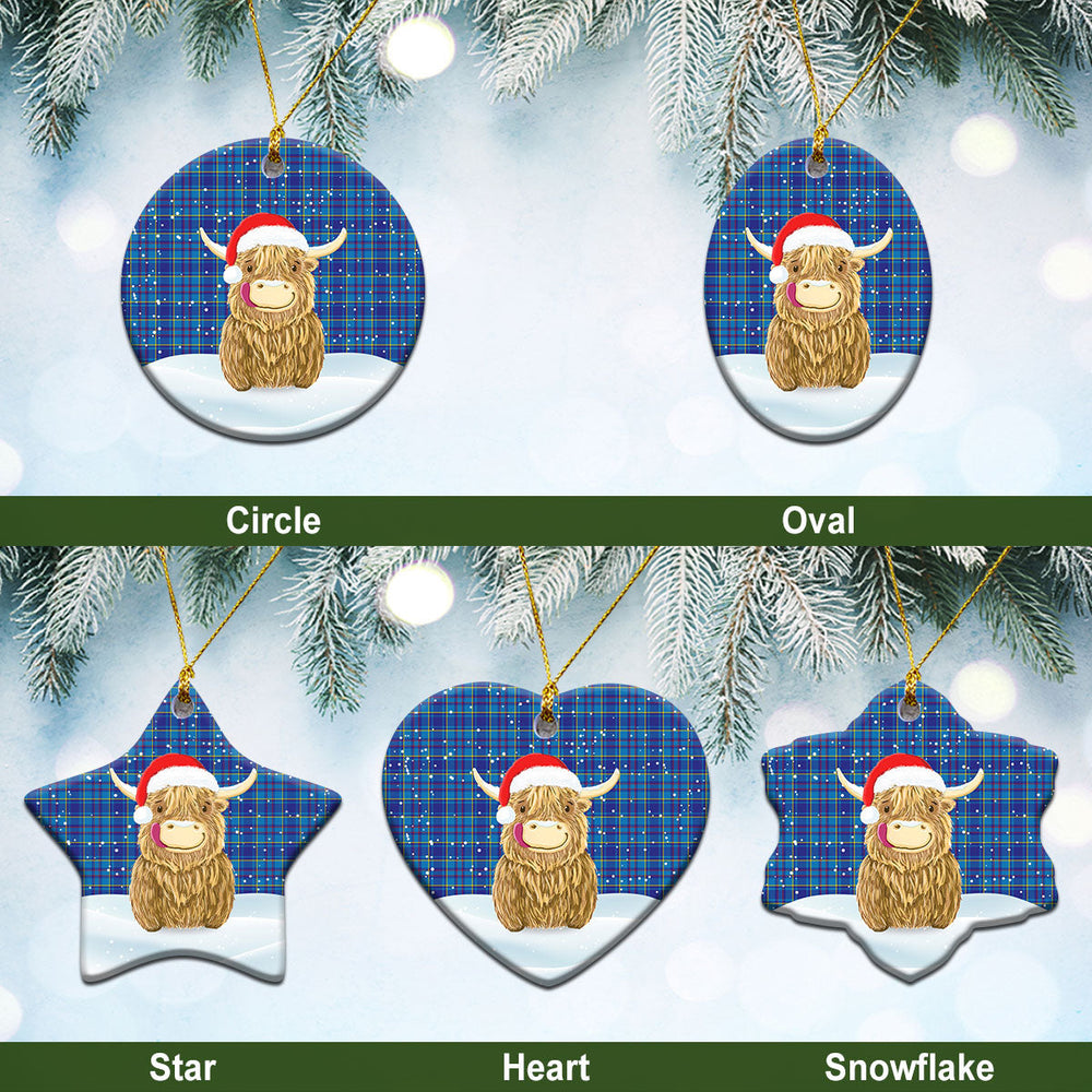 Clan Mercer Modern Tartan Christmas Ceramic Ornament Highland Cows Style AA84 Mercer Modern Tartan Tartan Ornament