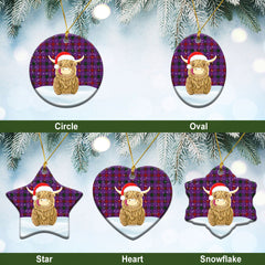 Clan Montgomery Modern Tartan Christmas Ceramic Ornament Highland Cows Style HR12 Montgomery Modern Tartan Tartan Ornament