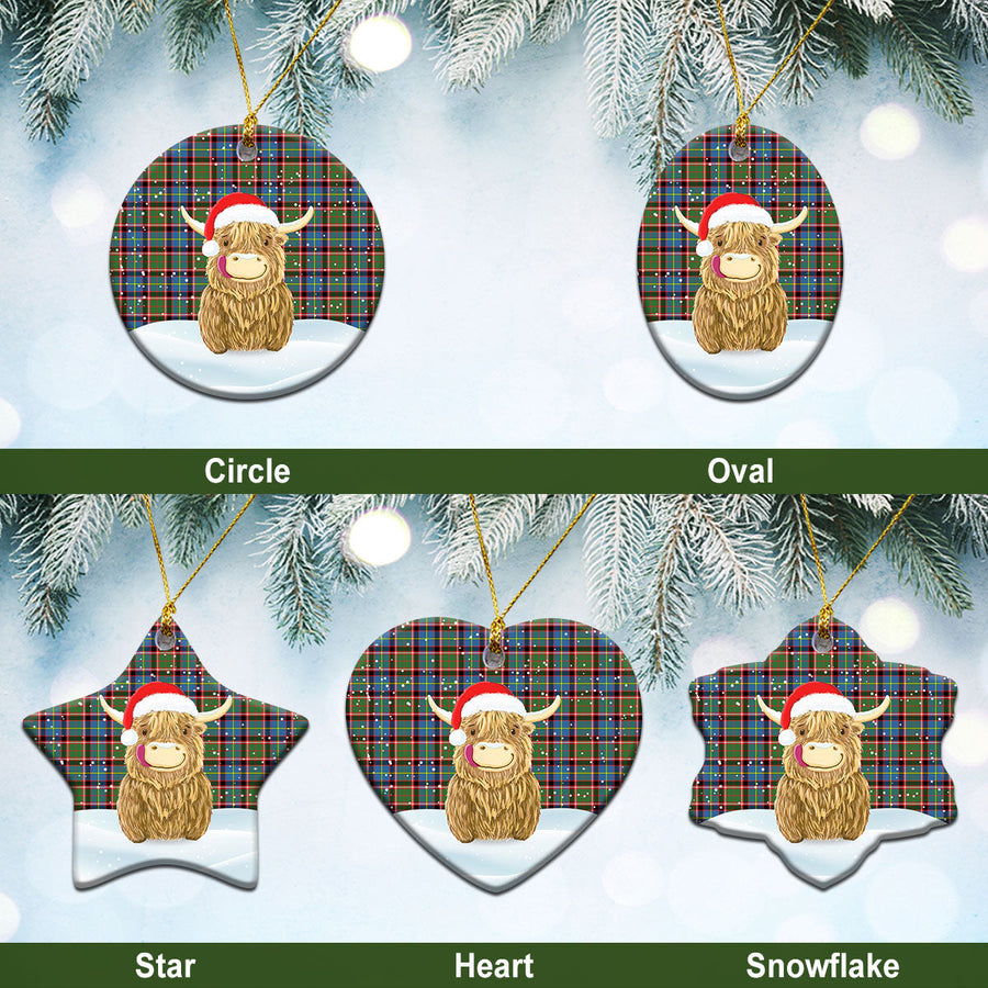 Clan Norvel (or Norvill) Tartan Christmas Ceramic Ornament Highland Cows Style DX48 Norvel (or Norvill) Tartan Tartan Ornament