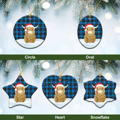 Clan Ramsay Blue Ancient Tartan Christmas Ceramic Ornament Highland Cows Style LI85 Ramsay Blue Ancient Tartan Tartan Ornament
