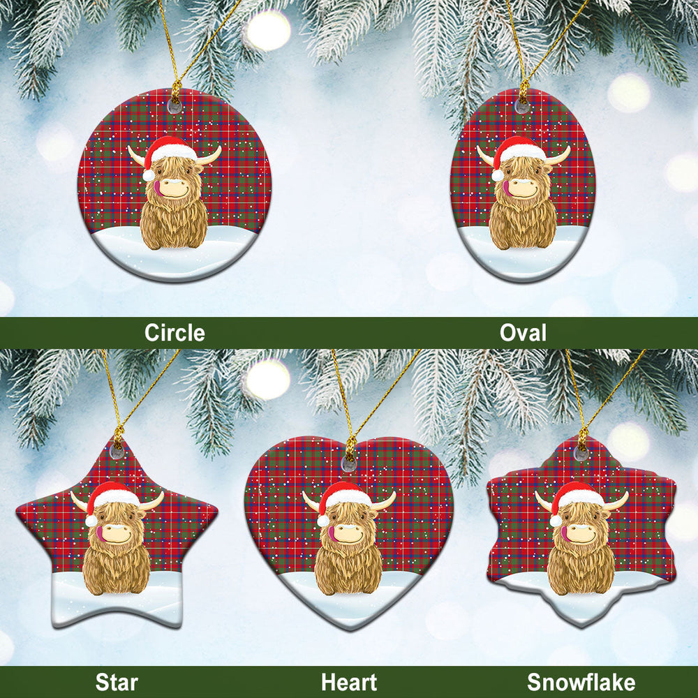 Clan Shaw Red Modern Tartan Christmas Ceramic Ornament Highland Cows Style IG12 Shaw Red Modern Tartan Tartan Ornament