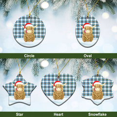 Clan Stewart Muted Blue Tartan Christmas Ceramic Ornament Highland Cows Style US37 Stewart Muted Blue Tartan Tartan Ornament