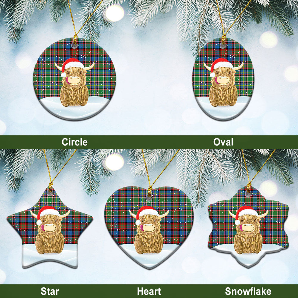 Clan Stirling (of Cadder-Present Chief) Tartan Christmas Ceramic Ornament Highland Cows Style UX93 Stirling (of Cadder-Present Chief) Tartan Tartan Ornament