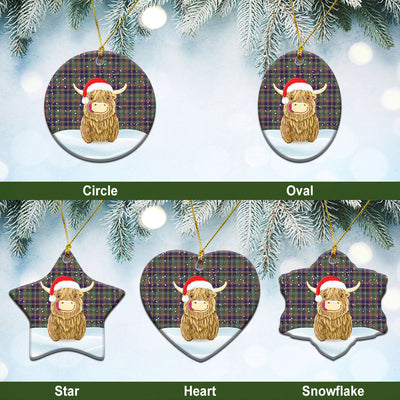 Clan Taylor Weathered Tartan Christmas Ceramic Ornament Highland Cows Style