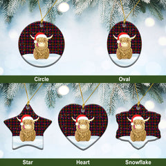 Clan Tennant Tartan Christmas Ceramic Ornament Highland Cows Style FA13 Tennant Tartan Tartan Ornament