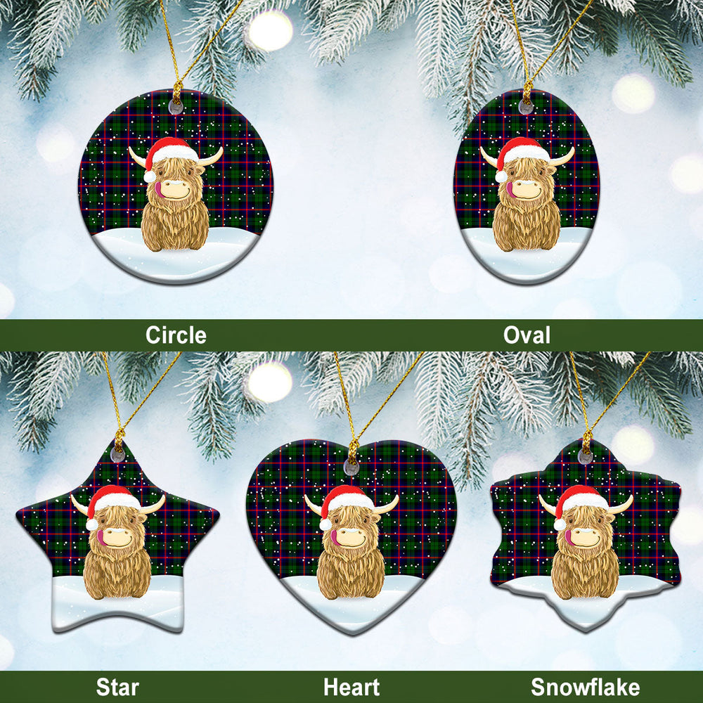 Clan Urquhart Modern Tartan Christmas Ceramic Ornament Highland Cows Style MR12 Urquhart Modern Tartan Tartan Ornament