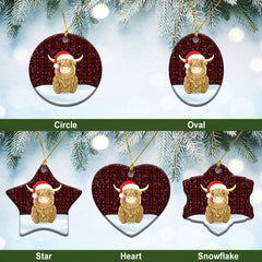 Clan Walker Tartan Christmas Ceramic Ornament Highland Cows Style JO26 Walker Tartan Tartan Ornament