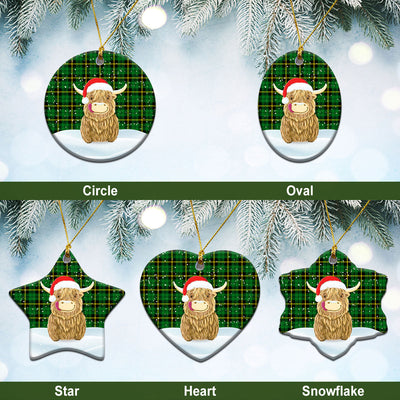 Clan Wallace Hunting Modern Tartan Christmas Ceramic Ornament Highland Cows Style