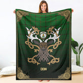 Clan Don Tartan Crest Premium Blanket Celtic Stag Style VW31 Clan Don Tartan Today