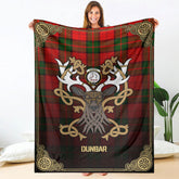 Clan Dunbar Modern Tartan Crest Premium Blanket Celtic Stag Style JD75 Clan Dunbar Tartan Today