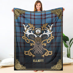 Clan Elliott Ancient Tartan Crest Premium Blanket Celtic Stag Style QV55 Clan Elliot Tartan Today