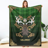 Clan Galloway District Tartan Crest Premium Blanket Celtic Stag Style UO90 Clan Galloway Tartan Today
