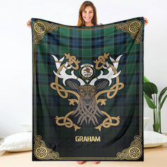 Clan Graham of Menteith Ancient Tartan Crest Premium Blanket Celtic Stag Style TZ97 Clan Graham Tartan Today