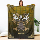 Clan Houston Tartan Crest Premium Blanket Celtic Stag Style VG27 Clan Houston Tartan Today