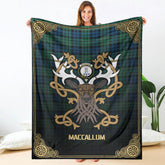 Clan MacCallum Ancient Tartan Crest Premium Blanket Celtic Stag Style OB28 Clan MacCallum Tartan Today