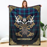Clan MacCorquodale Tartan Crest Premium Blanket Celtic Stag Style UD27 Clan MacCorquodale Tartan Today