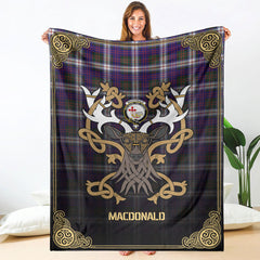 Clan MacDonald Dress Modern Tartan Crest Premium Blanket Celtic Stag Style BG77 Clan MacDonald Tartan Today