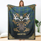 Clan MacIntyre Hunting Ancient Tartan Crest Premium Blanket Celtic Stag Style BA82 Clan MacIntyre Tartan Today