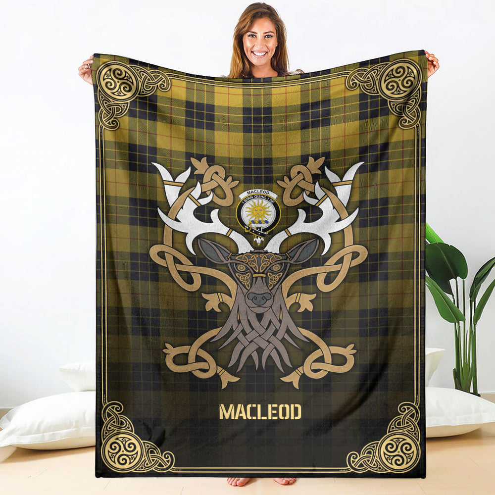 Clan MacLeod of Lewis Ancient Tartan Crest Premium Blanket Celtic Stag Style WS71 Clan Hall Tartan Today