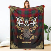 Clan MacPhail Tartan Crest Premium Blanket Celtic Stag Style SW73 Clan MacPhail Tartan Today