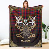 Clan McGowan Tartan Crest Premium Blanket Celtic Stag Style ZS34 Clan MacGowan (McGowan) Tartan Today