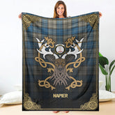 Clan Napier Ancient Tartan Crest Premium Blanket Celtic Stag Style HT16 Clan Napier Tartan Today