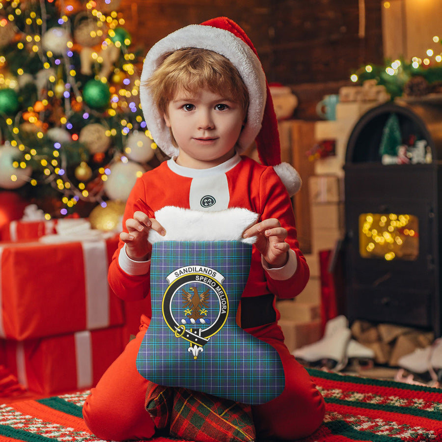Clan Sandilands Tartan Crest Christmas Stocking PB76 Sandilands Tartan Tartan Stocking